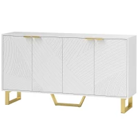 HOMCOM Sideboard Buffet Cabinet with Adjustable Shelves, Living Room Cabinet, TV Cabinet for 65 Inch TV, White(m-2)