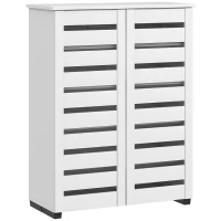 HOMCOM Shoe Storage Cabinet, Shoe Cabinet with 2 Slatted Doors for 15 Pairs of Shoes, White(m-9)