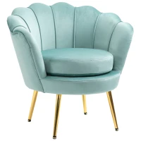 HOMCOM Modern Accent Chair, Velvet-Touch Fabric Leisure Club Chair with Gold Metal Legs for Bedroom, Green(m-2)