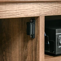 HOMCOM TV Stand Cabinet with Large Tabletop, 2 Locker Style Cupboards, 2 Storage Shelves and Elevated Base for Bedroom, Brown/Grey(m-11)