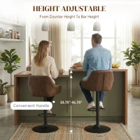 HOMCOM Adjustable Bar Stools Set of 2, Swivel Barstools with Footrest and Back, PU Leather and Steel Round Base, Coffee(m-5)
