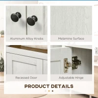 kleankin 2-Piece Bathroom Furniture Set, Slim Bathroom Storage Cabinets with Doors and Shelves, Tall Bathroom Linen Tower and Small Bathroom Floor Cabinet, White(m-7)