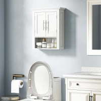kleankin Bathroom Wall Cabinet, Medicine Cabinet, Toilet Storage Cabinet with Shelf for Living Room and Entryway, White(m-1)