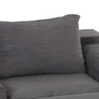 HOMCOM 51" Chair Bed, Corduroy Upholstered Sleeper Chair with Pillow, Dark Grey(m-11)