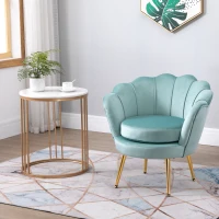 HOMCOM Elegant Velvet Fabric Accent Chair/Leisure Club Chair with Gold Metal Legs for Living Room, Set of 2, Green(m-10)
