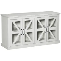 HOMCOM Sideboard Buffet Cabinet, Glass Door Credenza, Coffee Bar Cabinet with Adjustable Shelf, White(m-1)