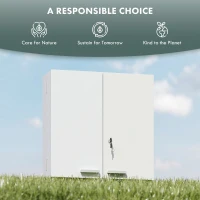 HOMCOM Wall Mount Medicine Cabinet, Bathroom Cabinet with 4 Tier Shelves, Lockable with 2 Keys for Kitchen, White(m-6)