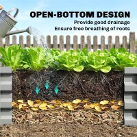 Outsunny Set of 2 Galvanized Raised Beds for Garden, Outdoor Planter Box for Flowers, Herbs and Vegetables, Light Grey(m-5)