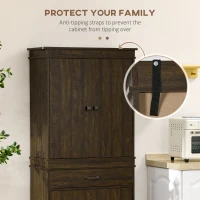HOMCOM 72" 4-Door Kitchen Pantry with Drawer and 3 Shelves, Walnut(m-5)