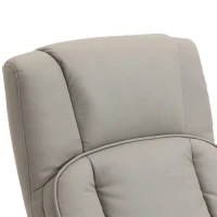 HOMCOM Swivel Recliner, Manual PU Leather Armchair with Ottoman Footrest for Living Room, Office, Bedroom, Grey(m-8)