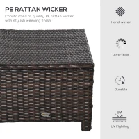 Outsunny 20" Patio Wicker Ottoman, Multipurpose Outdoor PE Rattan Footrest, Additional Seating, Side Table with Soft Cushion, Brown, White(m-6)