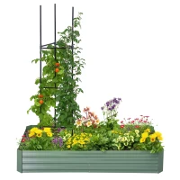 Outsunny 6' x 3' x 1' Raised Garden Bed with Support Rod, Steel Frame Elevated Planter Box, Green(m-1)