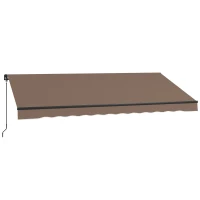 Outsunny 13' x 10' Retractable Awning, 280gsm UV Resistant Sunshade Shelter for Deck, Balcony, Yard, Coffee(m-1)