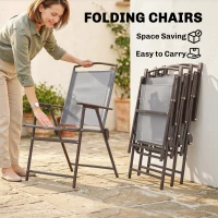 Outsunny 6 Piece Patio Dining Set for 4 with Umbrella, with 4 Folding Dining Chairs & Round Glass Table for Garden, Gray(m-5)