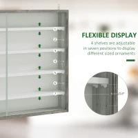 HOMCOM 5-Tier Display Cabinet, Shot Glass Display Case, Glass Curio Cabinet with 2 Glass Doors and 4 Adjustable Shelves, White(m-4)