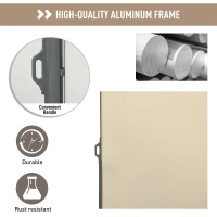 Outsunny 10' Retractable Folding Patio Privacy Side Awning with 50+ UV Protection, 2 Wall Brackets, & Polyester, White(m-5)