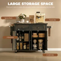 HOMCOM 44" Mobile Kitchen Island Table, Kitchen Island Cart on Wheels with Storage Cabinets, 2 Drawers, Brown(m-6)