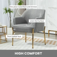 HOMCOM Fabric Armchair, Modern Accent Chair with Metal Legs for Living Room, Bedroom, Home Office, Grey(m-4)