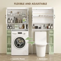 HOMCOM Over The Toilet Storage Shelf, Bathroom Organizer with Adjustable Shelf, Toilet Paper Holder for Bathroom, Laundry(m-5)