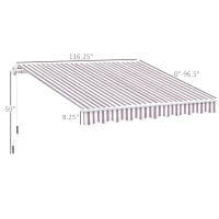 Outsunny 10' x 8' Retractable Awning, Patio Awnings, Sunshade Shelter w/ Manual Crank Handle, UV & Water-Resistant Fabric and Aluminum Frame for Deck, Balcony, Yard, Coffee Stripes(m-3)