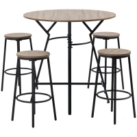 HOMCOM 5-Piece Bar Table and Chairs Set, Space Saving Dining Table & 4 Stools(m-1)