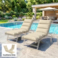 Outsunny Outdoor Lounge Chair Cushion with Zipper Reversible Chaise Lounge Cushion for Patio Indoor/Outdoor Beige(m-1)
