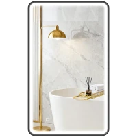 HOMCOM 40" x 24" Bath Mirror with LED Lights, Wall Mounted Restroom Mirror, 3 Colours, Dimmable, Horizontal/Vertical, Black(m-2)