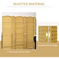 HOMCOM Folding Room Divider Screen 6 Panel 6' Tall Privacy Screen Freestanding Wood Partition for Home Office, Nature Wood(m-6)
