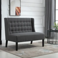 HOMCOM Armless Couch Wingback Double Sofa Linen Fabric Upholstery Button Tufted Loveseat Modern Living Room Settee, Gray(m-9)