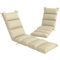 Outsunny Outdoor Lounge Chair Cushion with Zipper Reversible Chaise Lounge Cushion for Patio Indoor/Outdoor Beige(m-9)