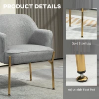 HOMCOM Fabric Armchair, Modern Accent Chair with Metal Legs for Living Room, Bedroom, Home Office, Grey(m-5)