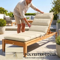 Outsunny Outdoor Lounge Chair Cushion with Zipper Reversible Chaise Lounge Cushion for Patio Indoor/Outdoor Beige(m-7)