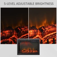 HOMCOM 24" Electric Fireplace Insert, Retro Recessed Fireplace Heater with Realistic Flame, Remote Control and Adjustable Brightness, 750/1500W, Black(m-6)
