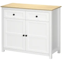 HOMCOM Sideboard, Modern Kitchen Storage Cabinet with Drawers and Adjustable Shelf, for Living Room and Entryway, White(m-2)