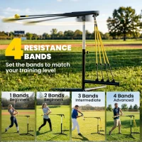Soozier Baseball Hitting Trainer with 4 Power Bands, 32.7"-43.3" Adjustable Batting Practice Equipment with Stakes, Carry Bag(m-5)