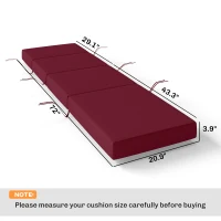 Outsunny Chaise Lounge Cushion, 4" Thick Outdoor Lounge Chair Cushion with Ties for Patio, 21" x 72", Red(m-3)