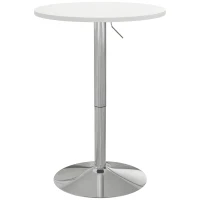 HOMCOM High Top Bar Table, Adjustable Round Kitchen Table with Swivel Top and Steel Base, Bistro Table for 2 People, White(m-9)