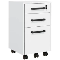 HOMCOM Lockable Vertical File Cabinet with Lock, 3 Drawer Filing Cabinet with Hanging Bars for Letter and A4 Size, White(m-9)