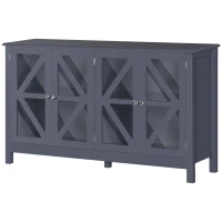 HOMCOM Sideboard, Buffet Cabinet with 4 Tempered Glass Doors and Adjustable Storage Shelf, Credenza, Gray(m-11)