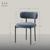 HOMCOM Round Modern Upholstered Kitchen Chairs, Boucle Dining Chairs Set of 4 with Curved Backrest and Thick Cushion, Gray(m-3)