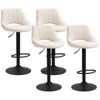 HOMCOM Modern Bar Stools, Swivel Bar Height Barstools Chairs with Adjustable Height, Round Heavy Metal Base, and Footrest, Set of 4, Cream White(m-1)