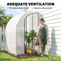 Outsunny 5' x 4' x 7' Outdoor Lean to Greenhouse, Walk-In Green House Plant Nursery with Roll-up Window, PE Cover, White(m-6)