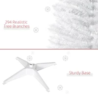 HOMCOM 5' Artificial Pencil Christmas Tree, Slim Xmas Tree with 294 Realistic Branch Tips and Plastic Stand, White(m-6)