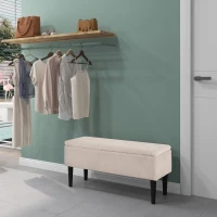 HOMCOM Modern Storage Bench, Ottoman with Storage and Lamb's Wool Upholstery for Living Room, Bedroom, Cream White(m-9)
