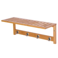 HOMCOM 20" Wall-mounted Entryway Coat Rack Bamboo Wall Shelf Organizer with 4 hooks(m-10)