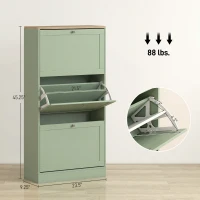 HOMCOM Modern Shoe Storage Cabinet with 3 Flip Drawers and Adjustable Shelves for 12-18 Pairs of Shoes, Green(m-3)