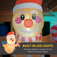 Outsunny 3.4' Inflatable Hanging Gingerbread Man Holding Gift Box & Candy Cane w/ LED Lights, Blow-Up Outdoor Display for Party(m-4)