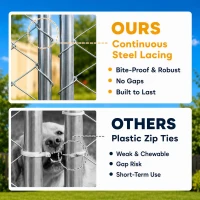 PawHut Heavy Duty Outdoor Dog Kennel with Waterproof Roof, 2 Secure Latches, Chain Link Dog Run for Backyard, 20' x 15' x 8'(m-8)