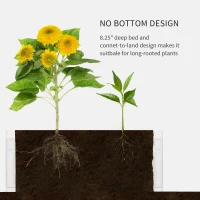 Outsunny 48" x 24" Raised Garden Bed Kit, Divisible Planting Box DIY Garden Elevated Planter for Outdoor & Indoor Backyard, Wood Imitating Grain, Easy Assembly, with 6 Stakes, White(m-6)