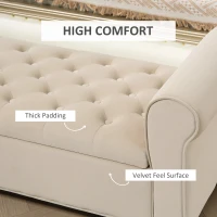 HOMCOM 50 Inches Storage Ottoman, Upholstered Bedroom Bench with Rolled Arms and Button Tufted Storage, Beige(m-5)